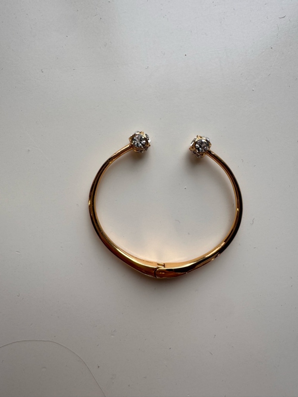 Kate Spade Gold Open Cuff Bracelet with Clear Crystal Ends - Women Jewelry